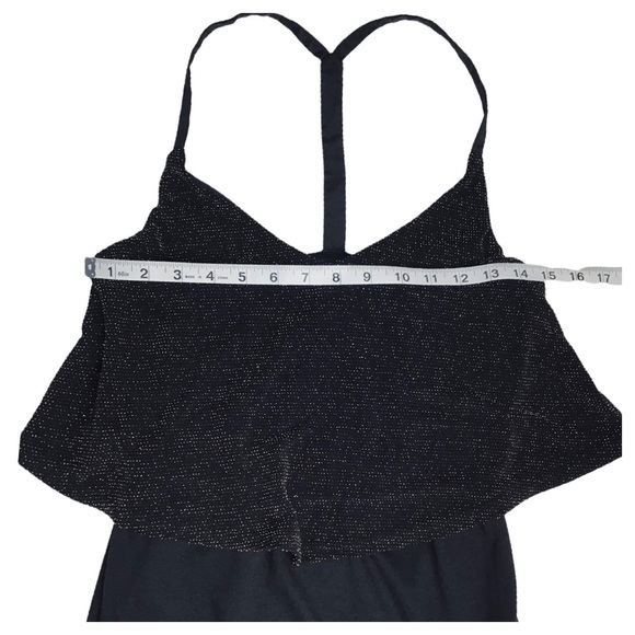 WET SEAL - Metallic Sparkle T-Bar Mini Dress Size S - Black with Gold Metallic - Picture 8 of 14